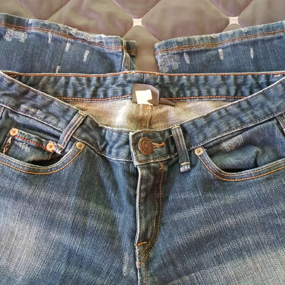 Armani Exchange π Womens Gorgeous Boot Cut Denim Distressed Wash Blue Jeans π - Picture 6 of 14